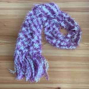 Purple & White Fuzzy Scarf